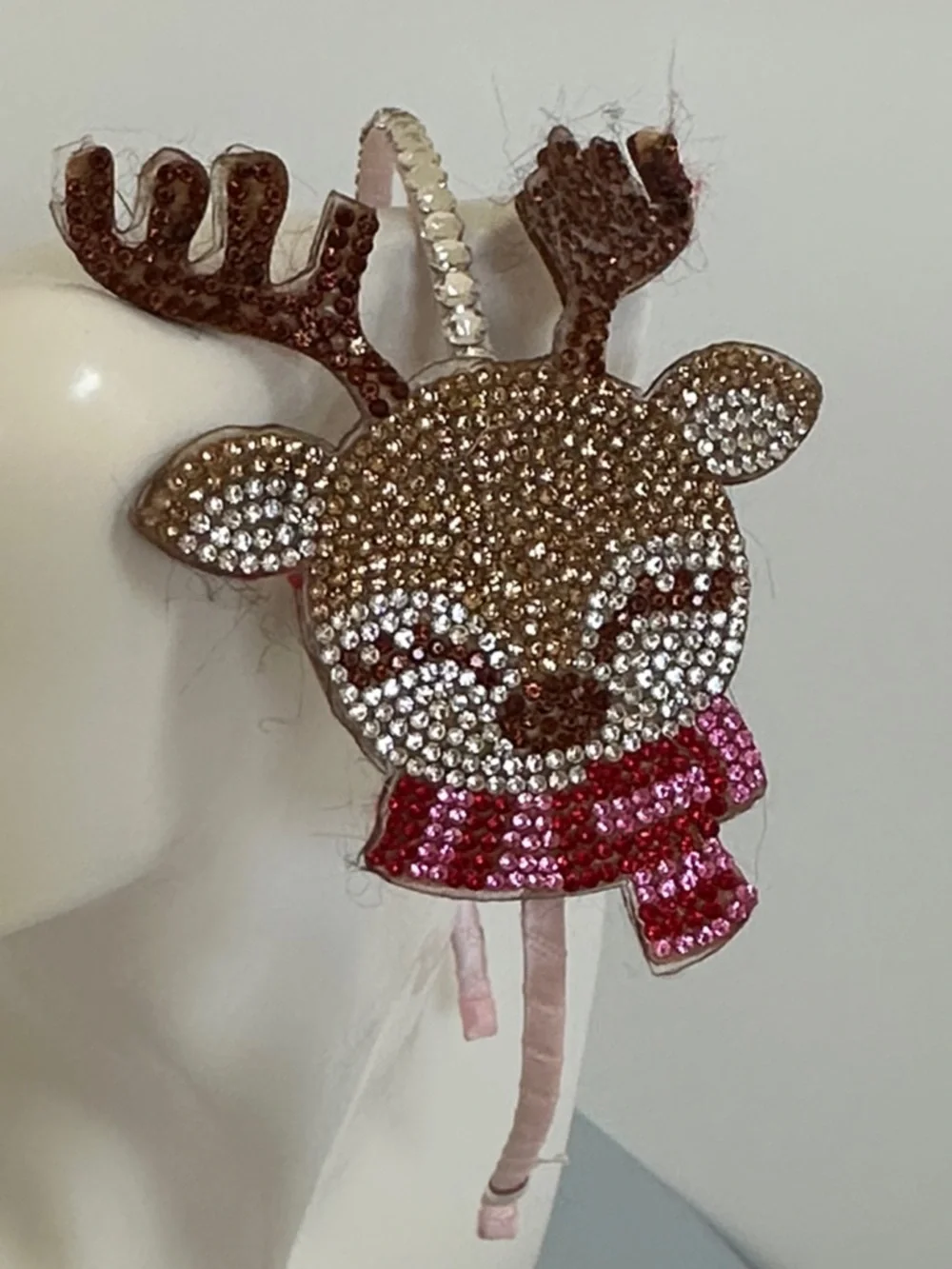 Neiman Marcus Brown and Red Reindeer Rhinestone Kids Headband